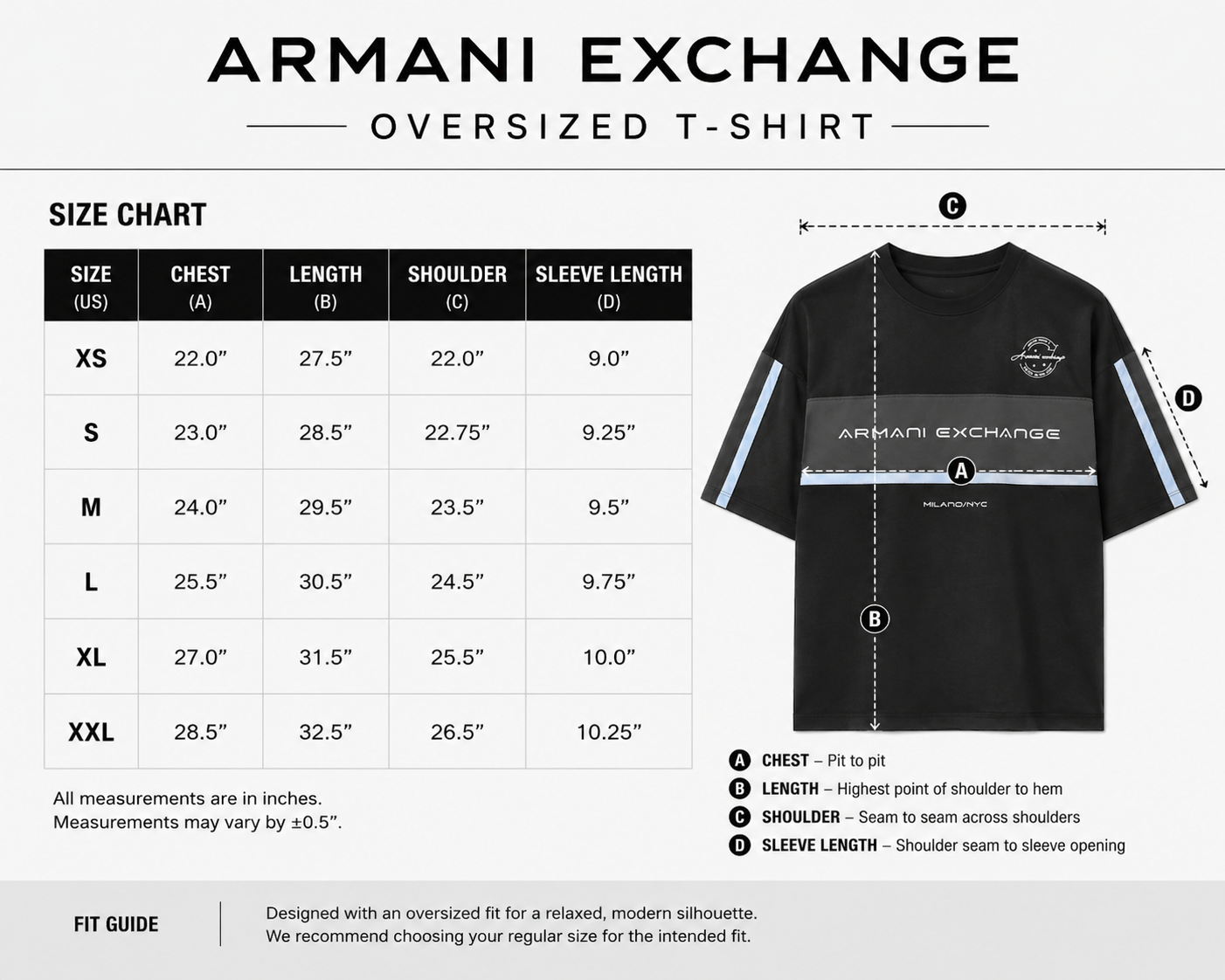Armani Exchange Oversized T Shirts