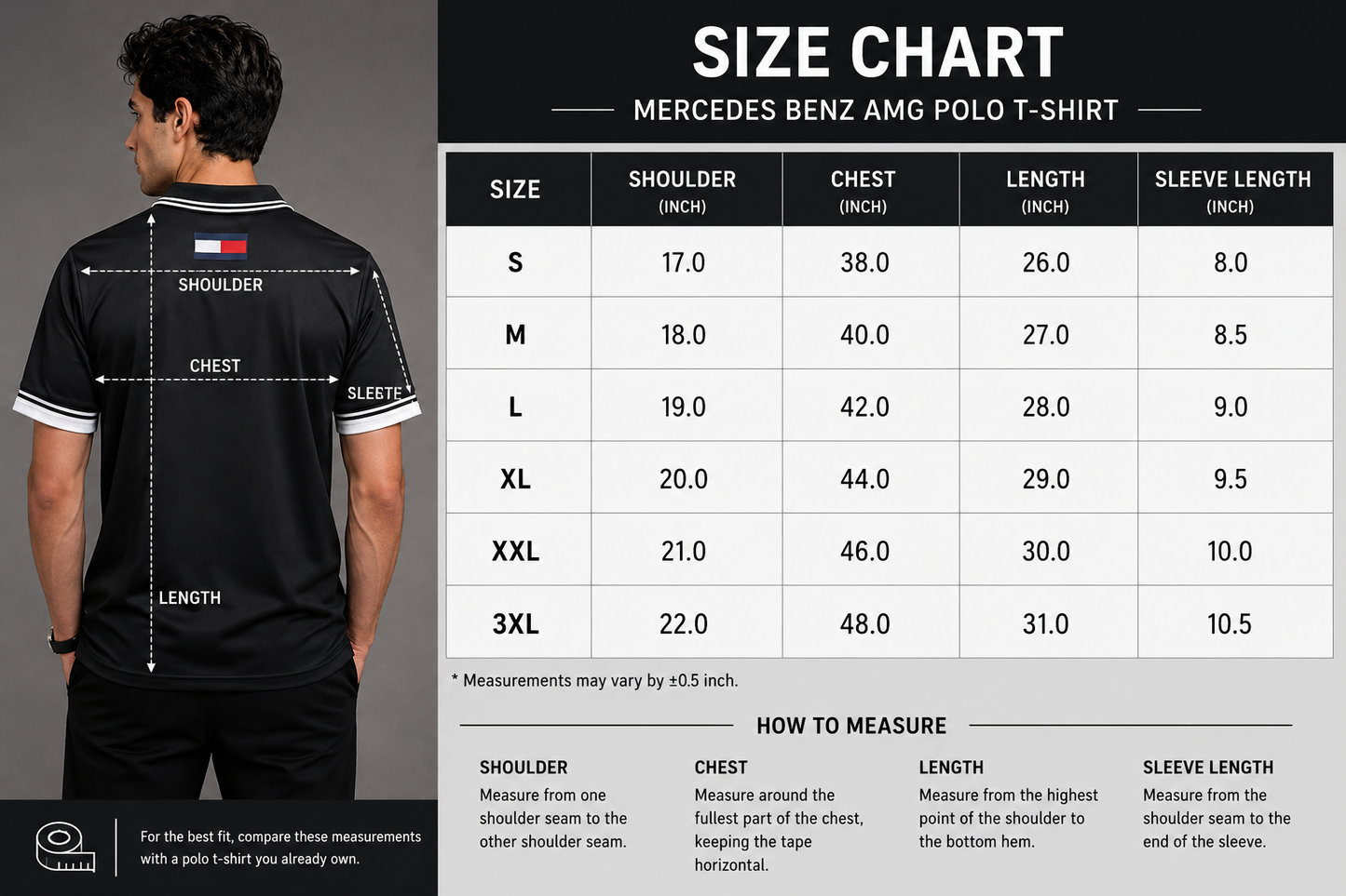 Mercedes-Benz AMG Premium Black Polo T Shirt