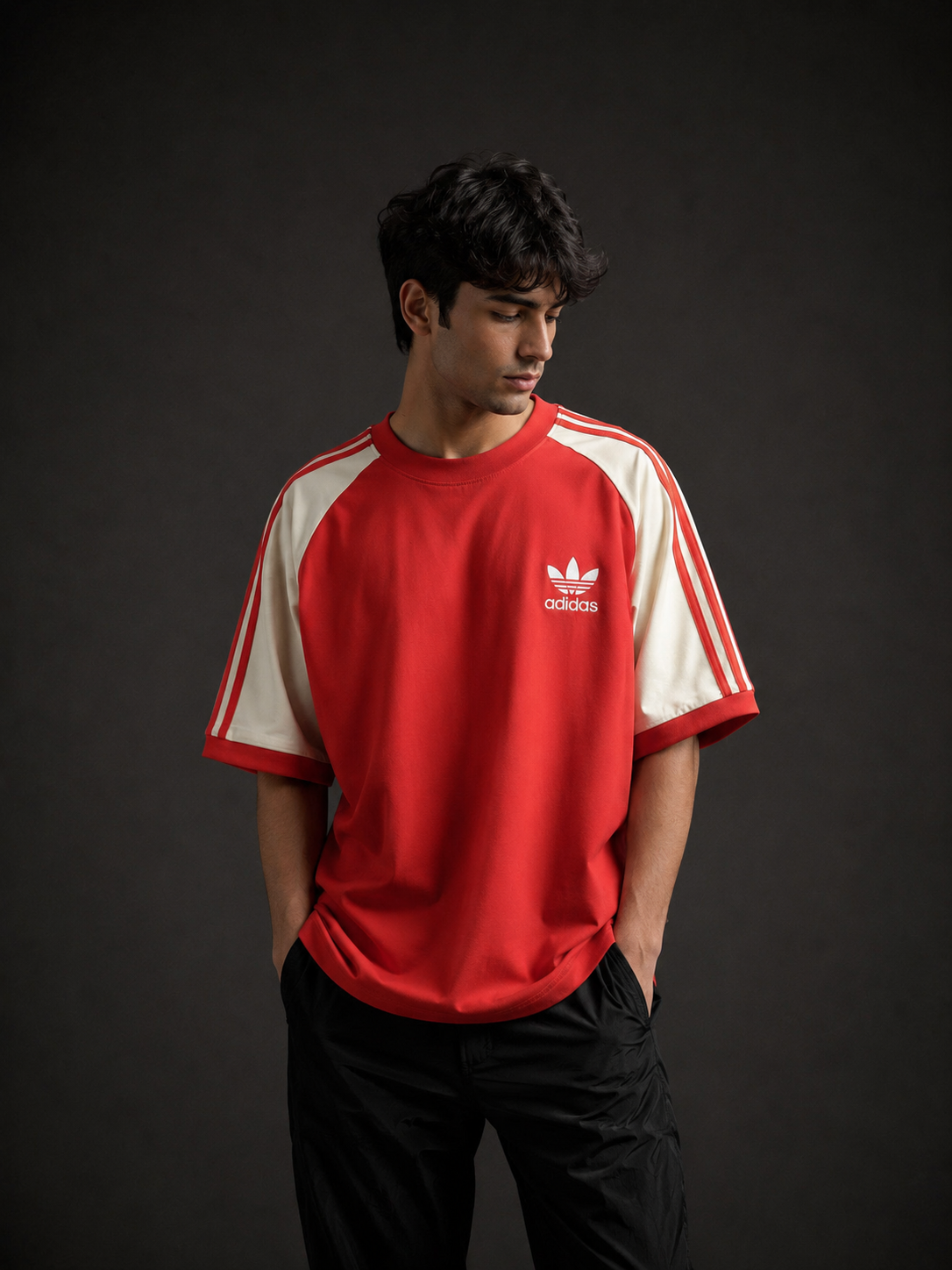 Adidas Retro Stripe Men's Oversized T Shirt