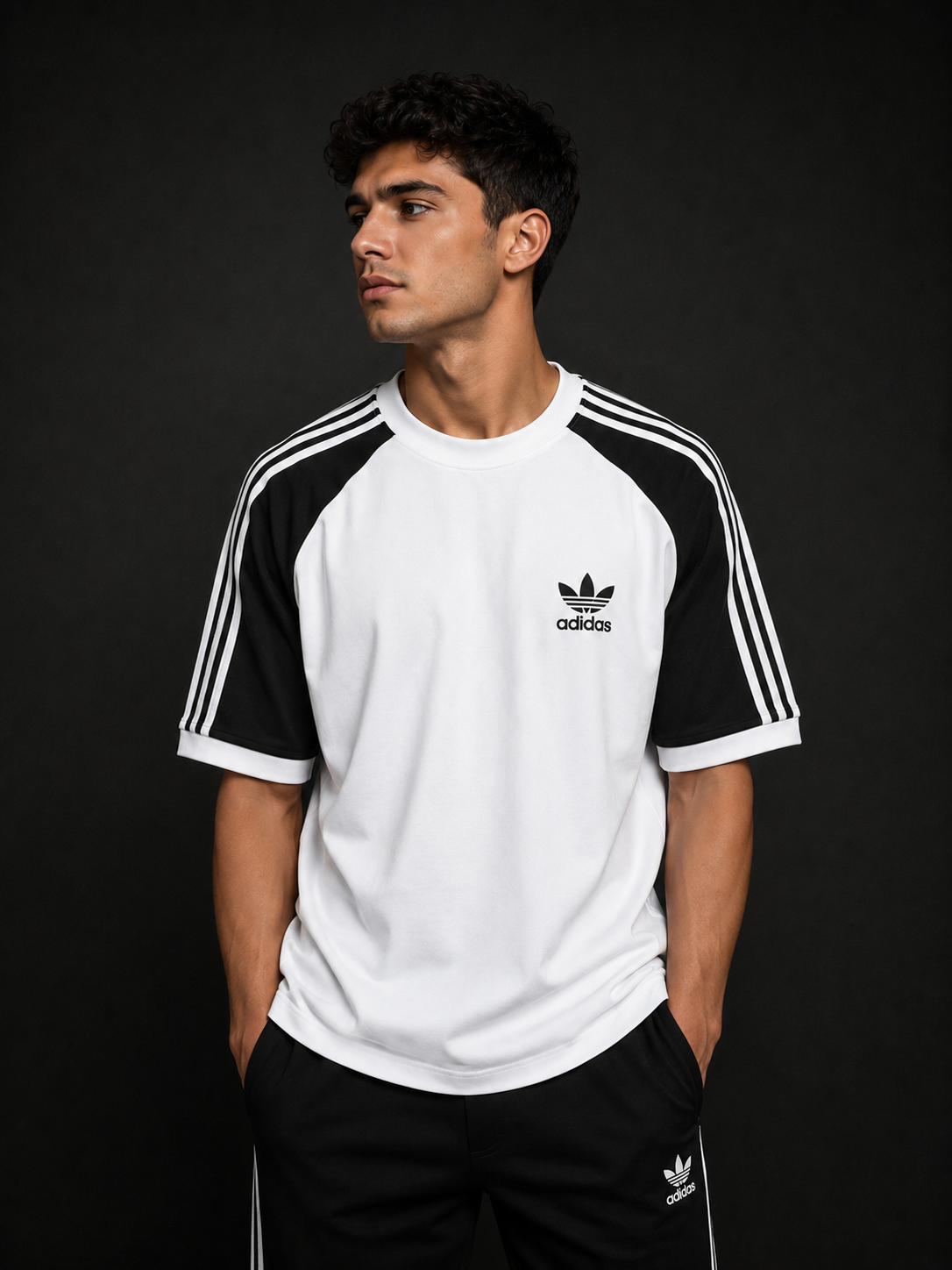 Adidas Retro Stripe Men's Oversized T Shirt