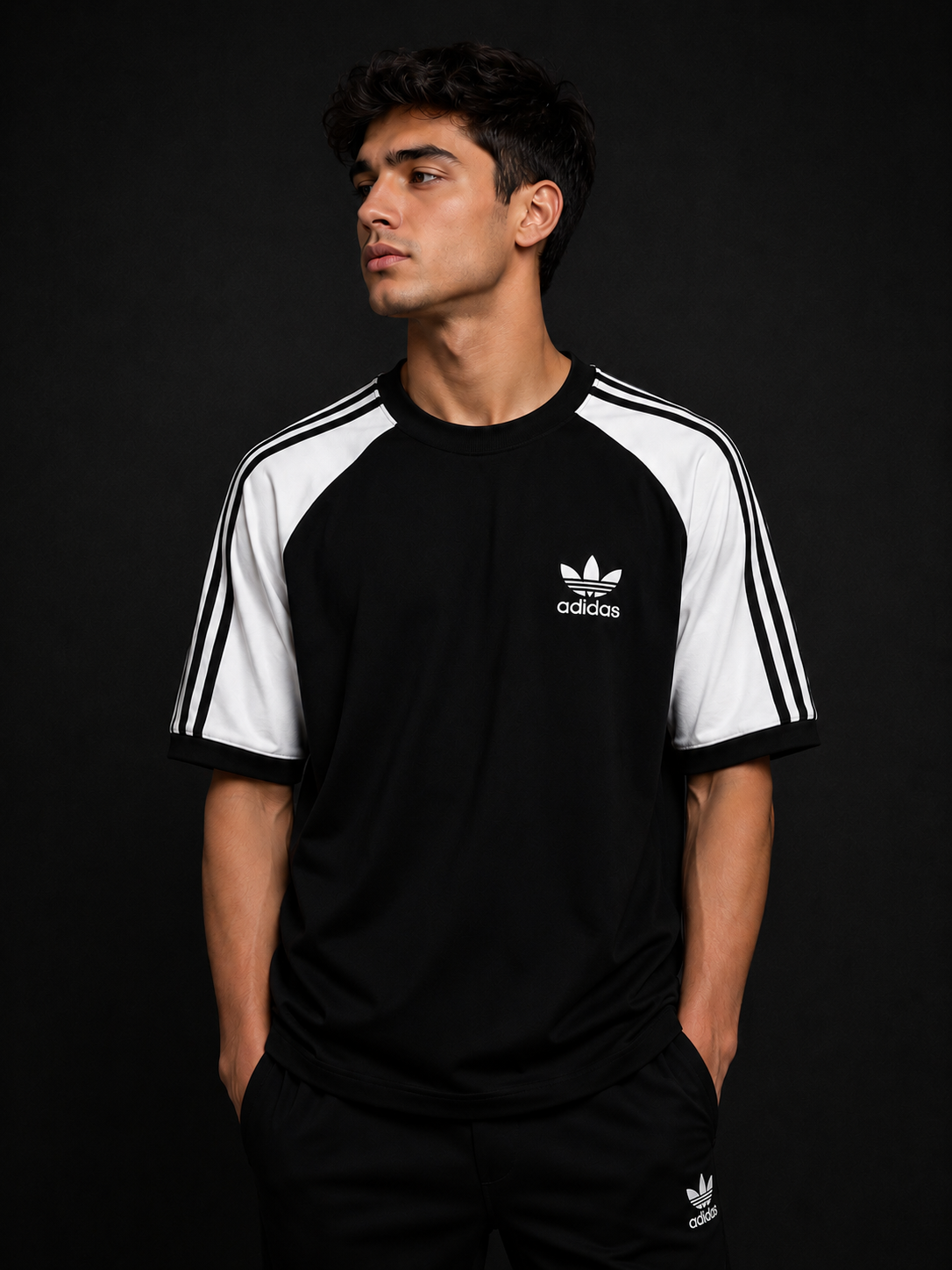 Adidas Retro Stripe Men's Oversized T Shirt