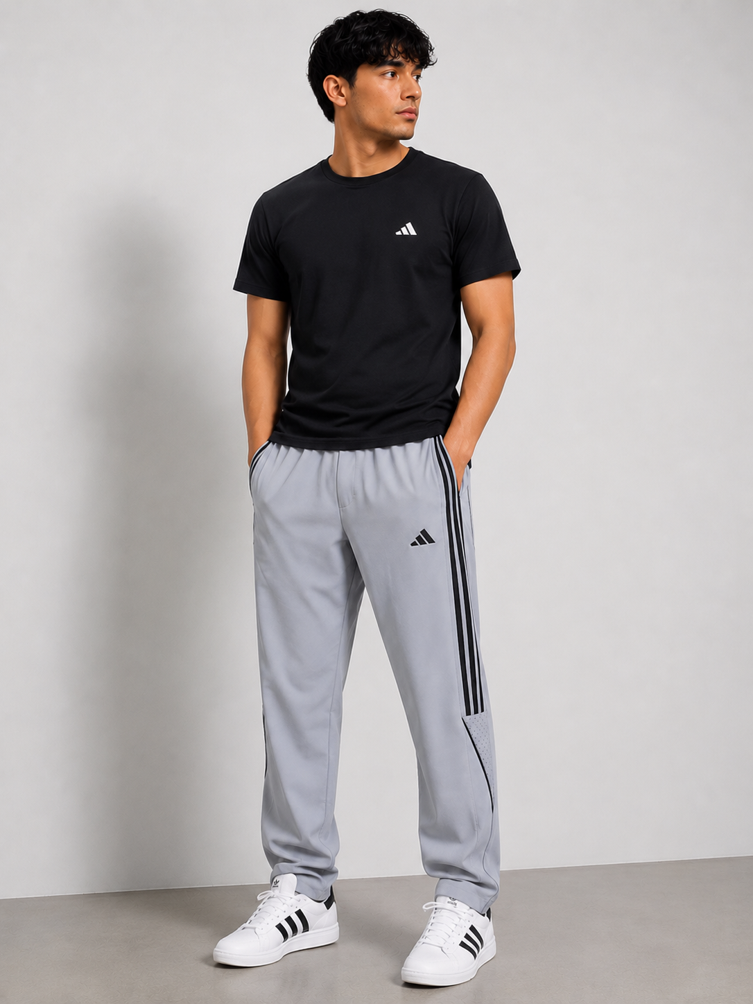Adidas Men's White Straight Fit Track Pant
